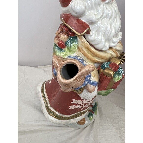 Fitz And Floyd Solstice Santa Handcrafted Christmas Teapot 12” 2005 New Open Box - Picture 9 of 16